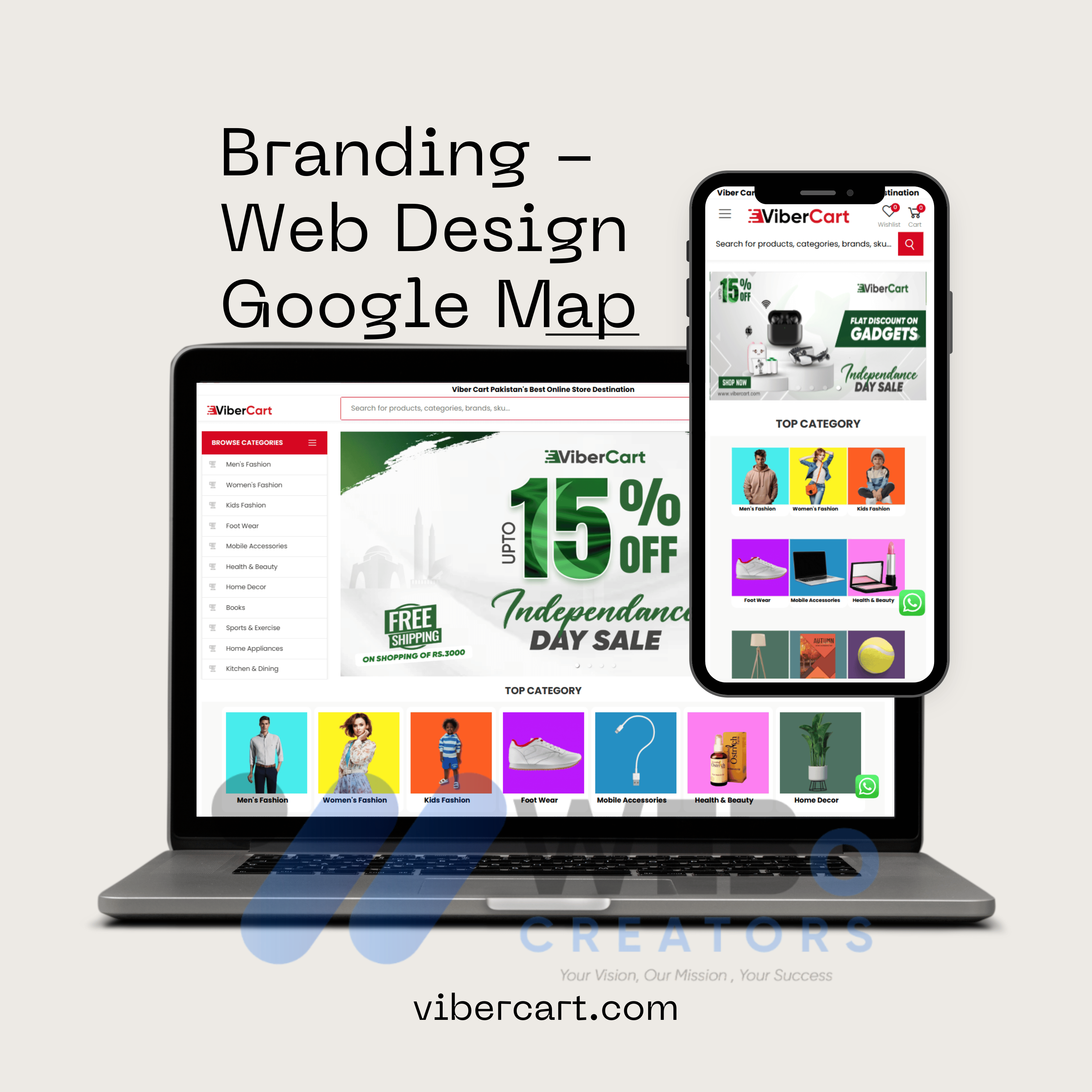 Responsive Website Design for Vibercart e-commerce store